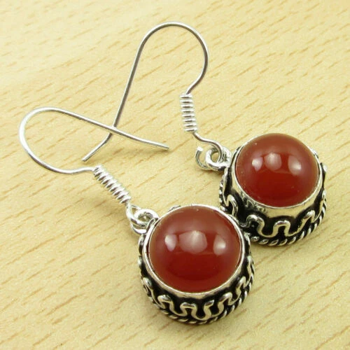 Тибетские серебряные серьги карнелианские модные