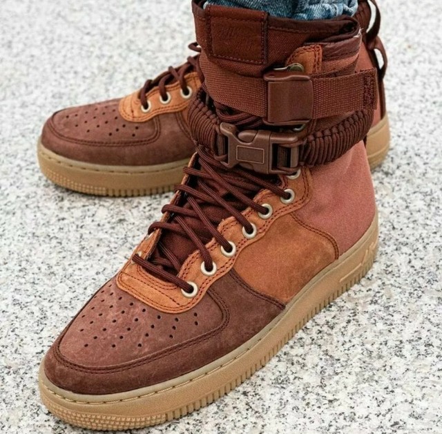 SIZE 8 MEN'S NIKE AIR FORCE AF1 PRM DARK RUSSET BROWN AQ0118 200 SNEAKERS CASUAL | eBay