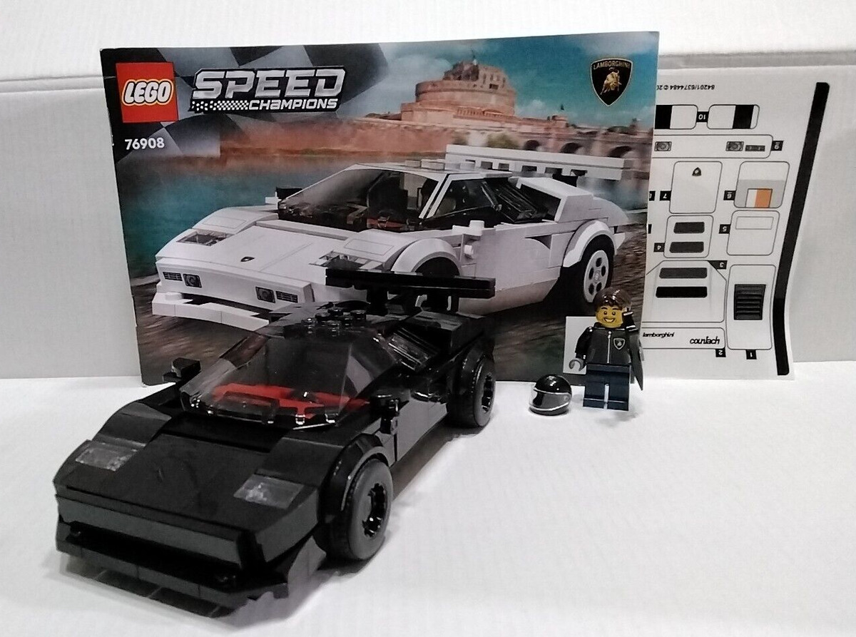 Lego Speed Champions Lamborghini Countach 76908, Race Car Toy Model  Replica, Collectible Building Set with Racing Driver Minifigure