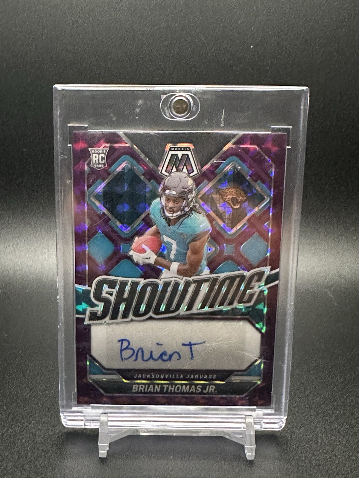 2024 Panini Mosaic Brian Thomas Jr. Showtime Rookie Purple Auto /49 Jaguars