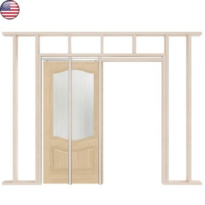2 Set Pocket Door Frame Kits with 220LBS Two-Way Soft-Close Mechanism Hidden Doo
