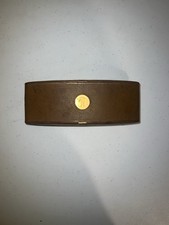 Vintage Leather Eyeglasses Case Clamshell Spectacle Case Brown Satin Lined