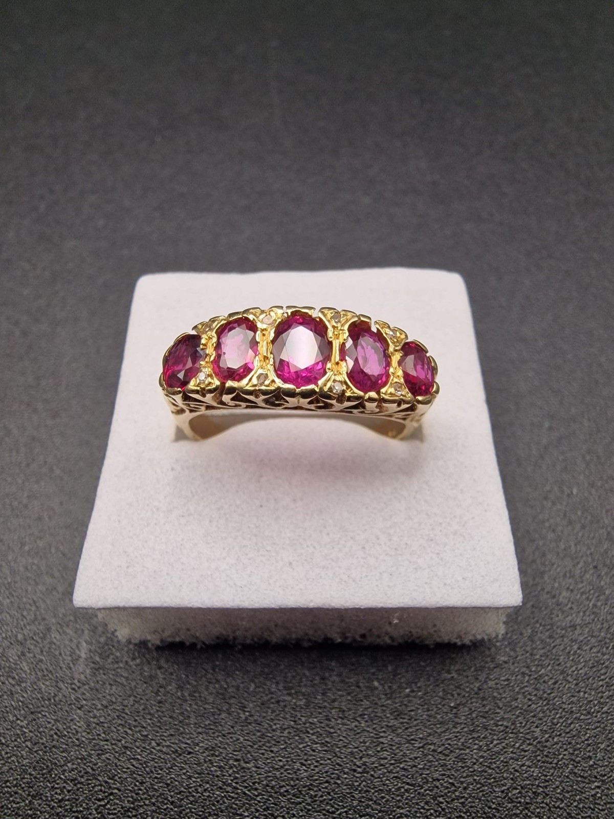 Antique 18ct Gold Ruby Diamond Ring Victorian Cir… - image 18