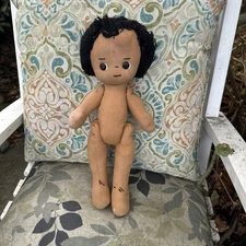 Vintage Handmade Rag Doll -Shows Signs Of Wear And Some Repair