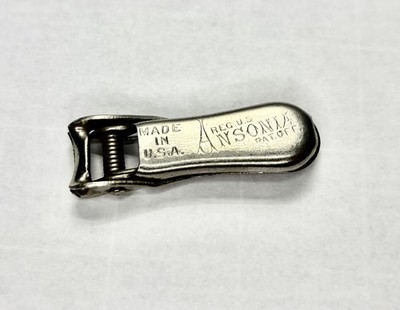 Vintage Toe Finger Nail Clippers Reg US Ansonia Pat. Off. Spring Lockable, 2''