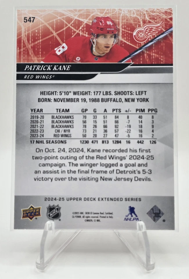 2024-25 Upper Deck расширенная серия - Patrick Kane #547 глянцевый 9/10 - Изображение 2 из 2