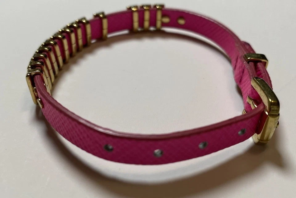 Mujer MICHAEL KORS Deslizadores Tono Dorado y Cuero Rosa Caliente Envolvente Pulsera Hebilla Foto 3 de 4