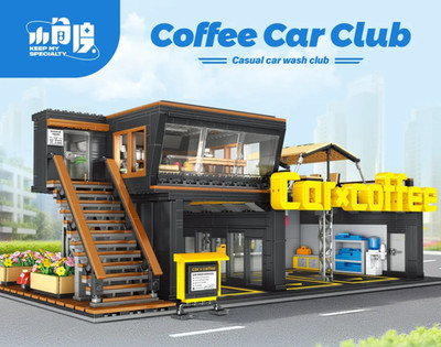   Small Angle  JD103 - Coffee Car Club, Vitrine, Waschanlage für 8 Noppen Autos 