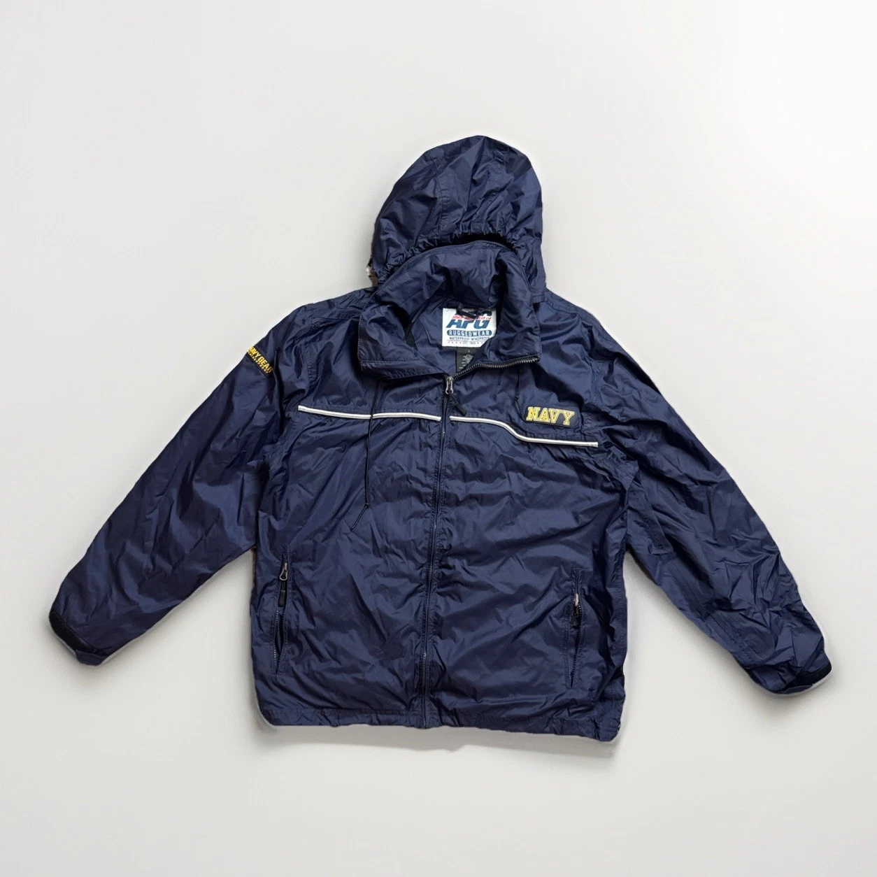 US NAVY Armed Forced Gear Nylon WINDBREAKER TRACK JACKET MENS Large