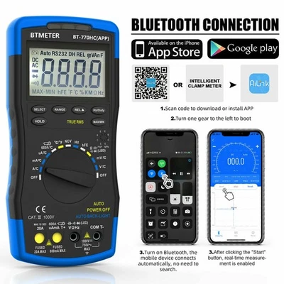 Digital Multimeter TRMS 60A DC AC Strommessung Spannungsprüfer NCV Temperatur - Bild 1 von 4