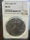 2023 Silver Eagle 1oz NGC MS70; Beautiful Coin