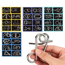 Metal Wire Puzzle Set of 32 with Pouch - Brain Teasers for All Ages