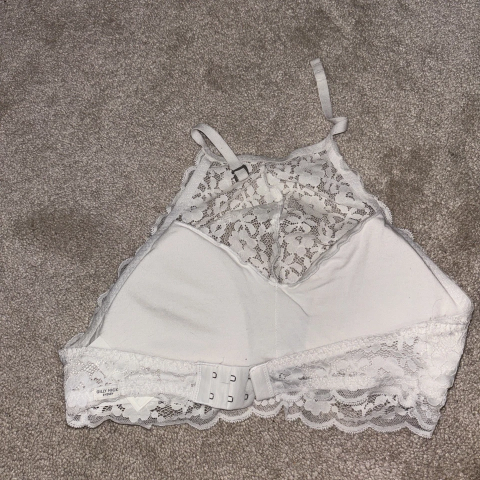 Gilly Hicks White Bralette Size M White Lace Removable Pads Halter Top - Image 2 of 3