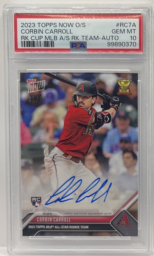 CORBIN CARROLL RC Auto 2023 TOPPS NOW All-Star Rookie Cup Autograph #/99 PSA 10
