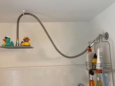 SkyShower Overhead Rainfall Shower Kit, Flexible overhead shower conversion arm