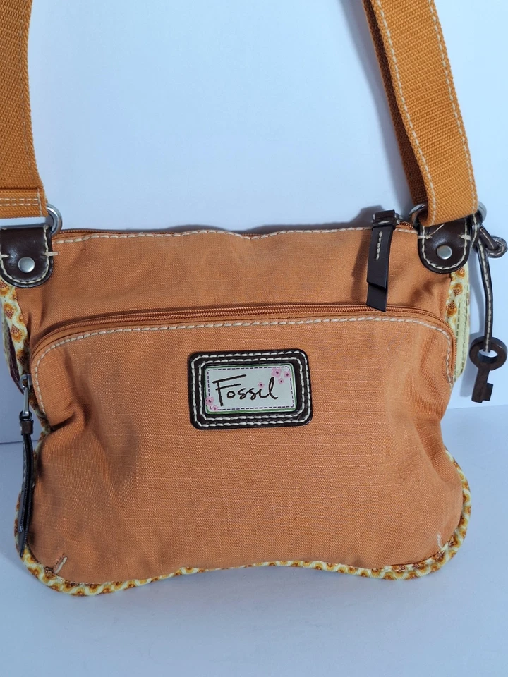 Bolso Bandolera Bolso de Hombro Boho Hippie Madera Llave De Colección Años 2000 Y2K Lona Fósil Foto 3 de 4