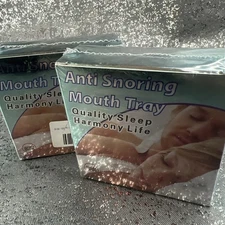 LOT 2 PACK Anti-Snoring Mouth Guard + Case Sleep Aid Prevents Snoring NEW SEALED