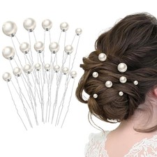 18Pcs Pearl and Rhinestone Hair Accessories for 1 Count Pack of 1 , sliver