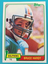 1981 Topps RC #444 Bruce Hardy Miami Dolphins FOOTBALL Card g