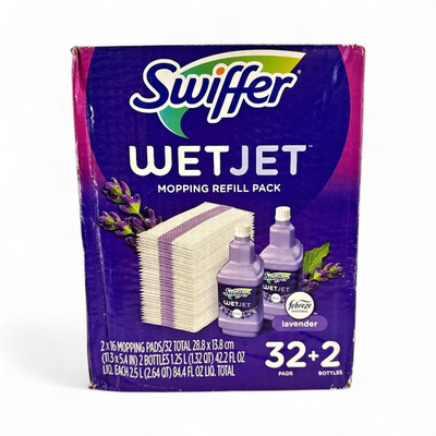 Swiffer WetJet Mopping Refill Pack, Lavender, 32 Pads + 2 42.2oz Refills