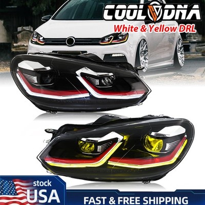 Front LED Headlights Projector Dual color DRL For VW Golf 6 MK6 10-2014 Assembly