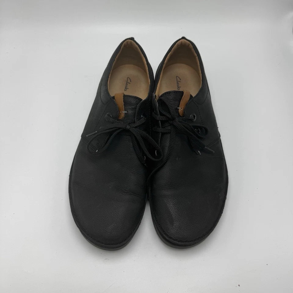 Clarks Oakland Lace Active Air Men 10 M Black Leather Lace Up Boat Shoes - Image 2 of 4