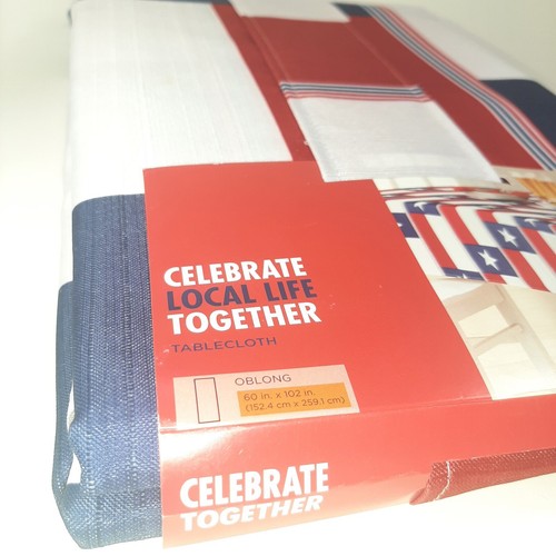 Tablecloth Celebrating Local Life Together 60in x 102in NEW Kohls American Flag - Picture 10 of 15