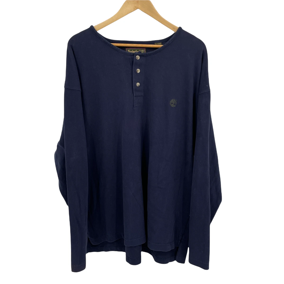 Timberland Henley Shirt Mens XL Navy Blue Cotton Soft Thick Warm