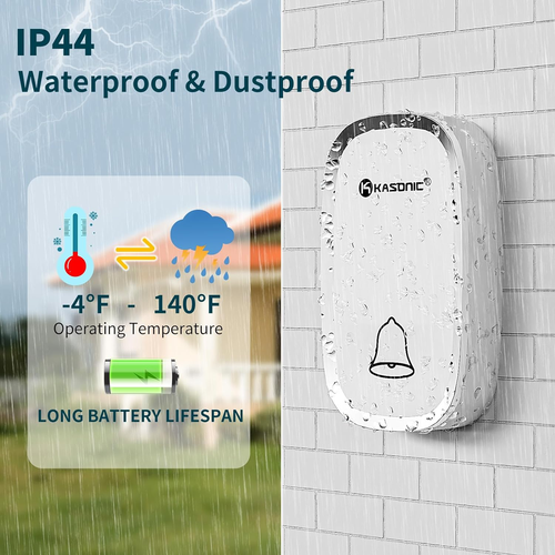 Kit Para Puerta De Casa Negocios Timbre Inalambrico Flash LED Blanco Impermeable - Imagen 4 de 12
