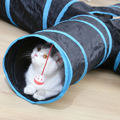 Cat Kitten Puppy 4-Way Tunnel Play Toy Foldable Funny Exercise Tunnel Rabbit Pet - Picture 5 of 8