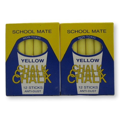 Vintage School Mate Yellow Chalk 2 Boxes 48 Sticks Non-Toxic Low Dust - Picture 6 of 6