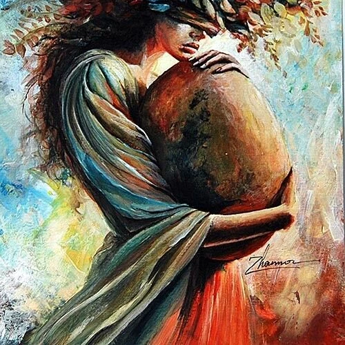 ORIGINAL ACRYLIC SURREAL ART CONCEPTUAL woman FIGURATIVE Fantasy MODERN PAINTING - Image 3 of 4