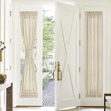 Front Door Curtain - 30 Wide by 72 Long Faux Linen 30"W x 72"L Soft Beige