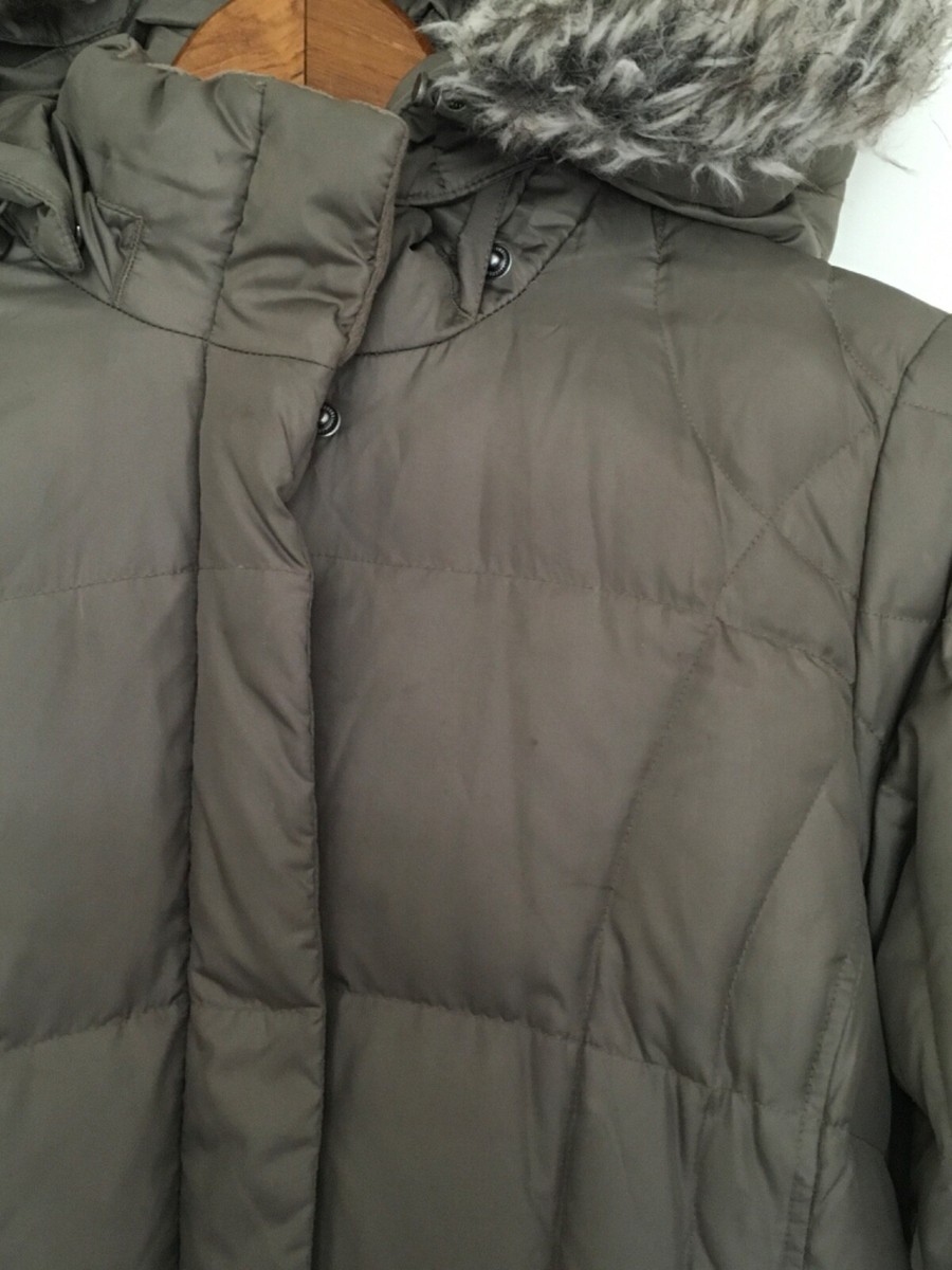 Eddie Bauer 7494 Lodge Down Puffer Parka Coat Faux Fur Lined Hood