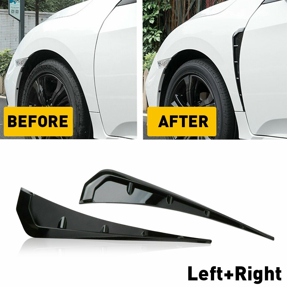 Gloss Black Look Car Exterior Side Fender Air Vent Wing Cover Trim Accessories