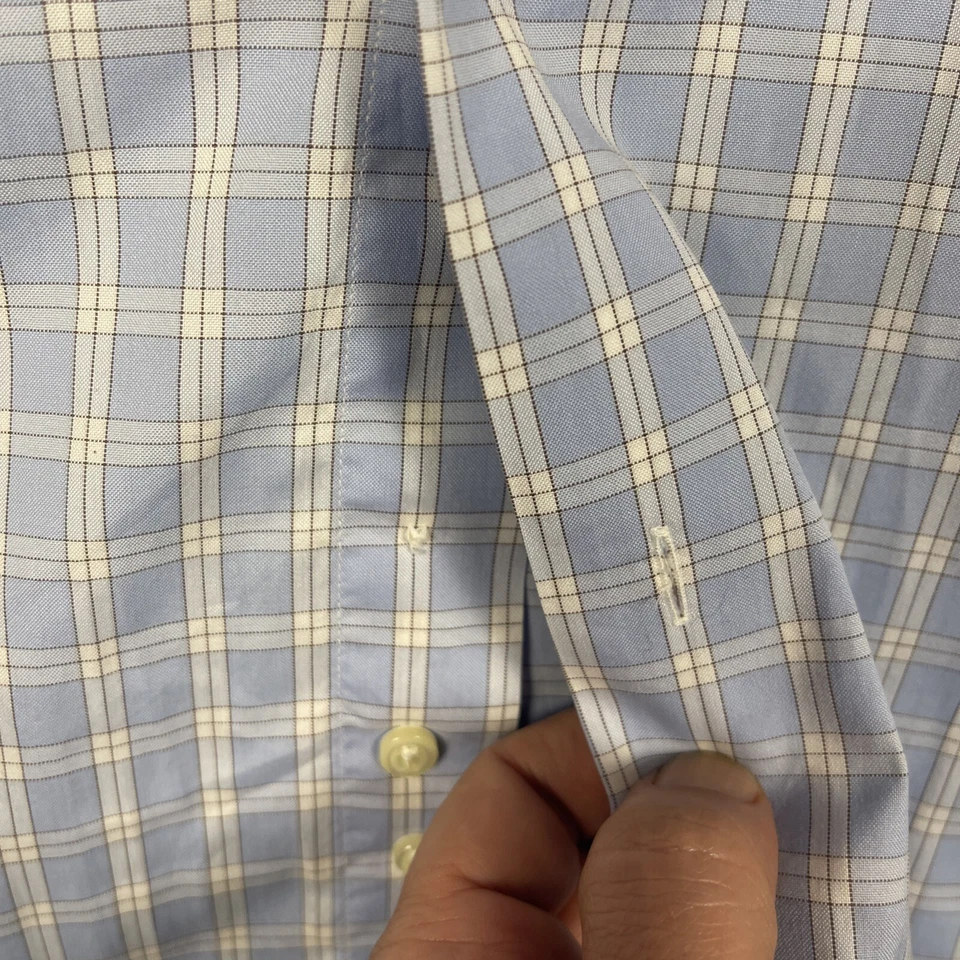 Camisa de Vestir Brooks Brothers 15.5-34 Azul Tela Italiana a Cuadros Hecha en EE. UU. Foto 4 de 4