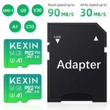 KEXIN 1/2/4 Pack Micro SD Card 64GB Memory Card w/Adapter microSDXC UHS-I U3 C10