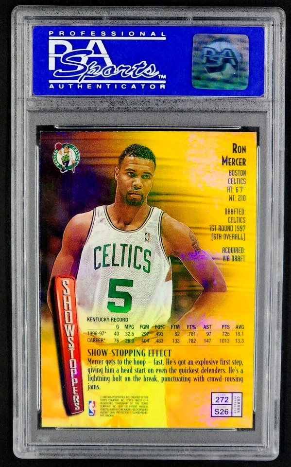 1997 Topps Finest Refractor with Coating #272 Ron Mercer PSA 10 Gem Mint POP 27 - Image 2 of 4