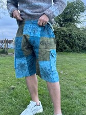 Unisex Hippie Patchwork Stonewashed Shorts 100% Baumwollstoff | Umweltfreundlich
