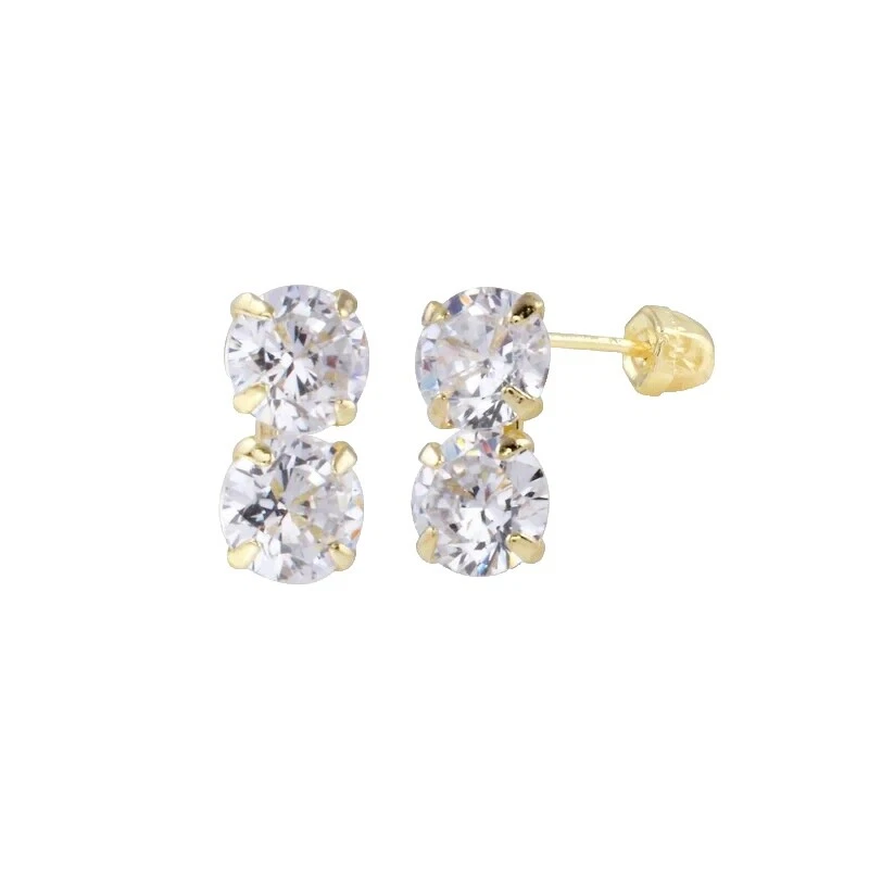 Cubic Zirconia Yellow Gold Plated Stud Stone Fashion Earrings