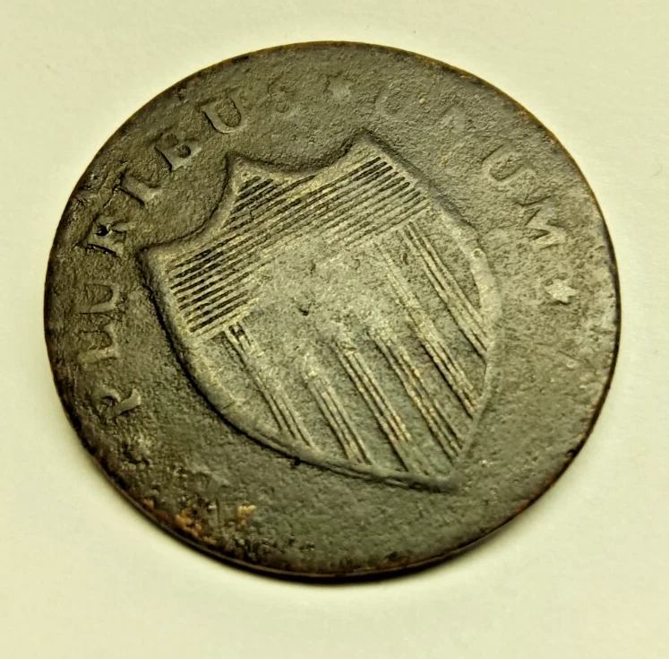 1787 New Jersey copper colonial coin Trident shield - Image 2 of 2