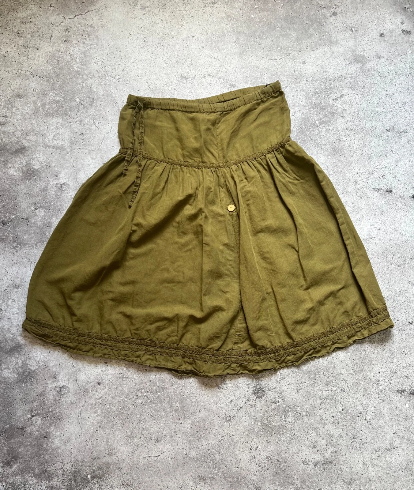 Gudrun Sjoden Cotton Linen Skirt Olive Avant Garde size M
