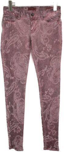 GUESS Starlet Skinny Jeans Women's W26 Stretch Patterned Zip Fly Purple - Afbeelding 1 van 7