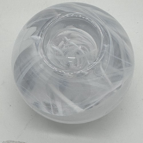 Kosta Boda Cool Moon Anna Ehrmer Glass Candle Votive 2000 White Swirl Sweden - Picture 13 of 15