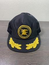Vintage NRA Trucker Hat Gold Leaf Foam Front Mesh Snapback Black Made In USA