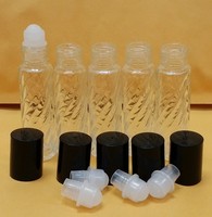 5 Swirl Bottles 1/3 Oz 10ml Clear Roll On Glass Bottle + Cap + Roller Free Ship 5 Swirl Bottles 1/3 Oz 10ml Clear Roll On Glass Bottle + Cap + Roller Free Ship