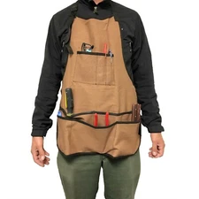 Voyager Tools 10 Pocket Bib Work Apron Sturdy Canvas Adjustable