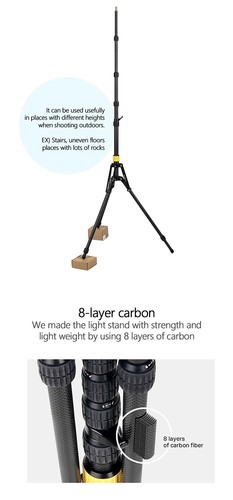 Soporte de luz de fibra de carbono SMDV C-10/M.300 cm portátil para cámara de viaje al aire libre trípode - Imagen 8 de 21