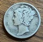 1938-D Mercury Dime VF Denver New Deal Era 90% Silver Winged Liberty US Coin 10c