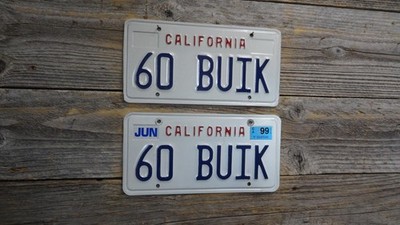 1999 California Vanity Passenger 60 BUIK Original embossed ''60 Buick'' Great Pair